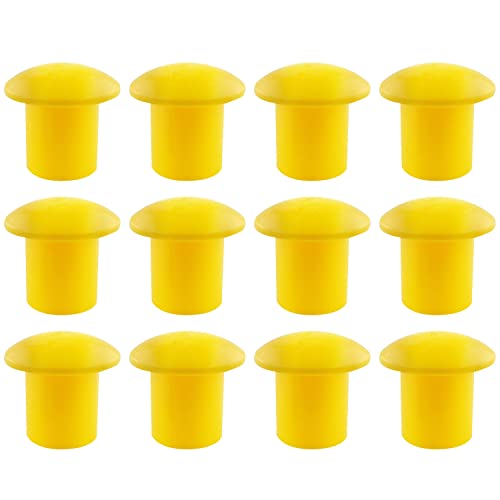 JCBIZ 12pcs Plastic Reinforced Protective Cap Yellow Safety Mushroom Survey Rebar Cap for Diameter 10-25mm Reinforcement - Image 1