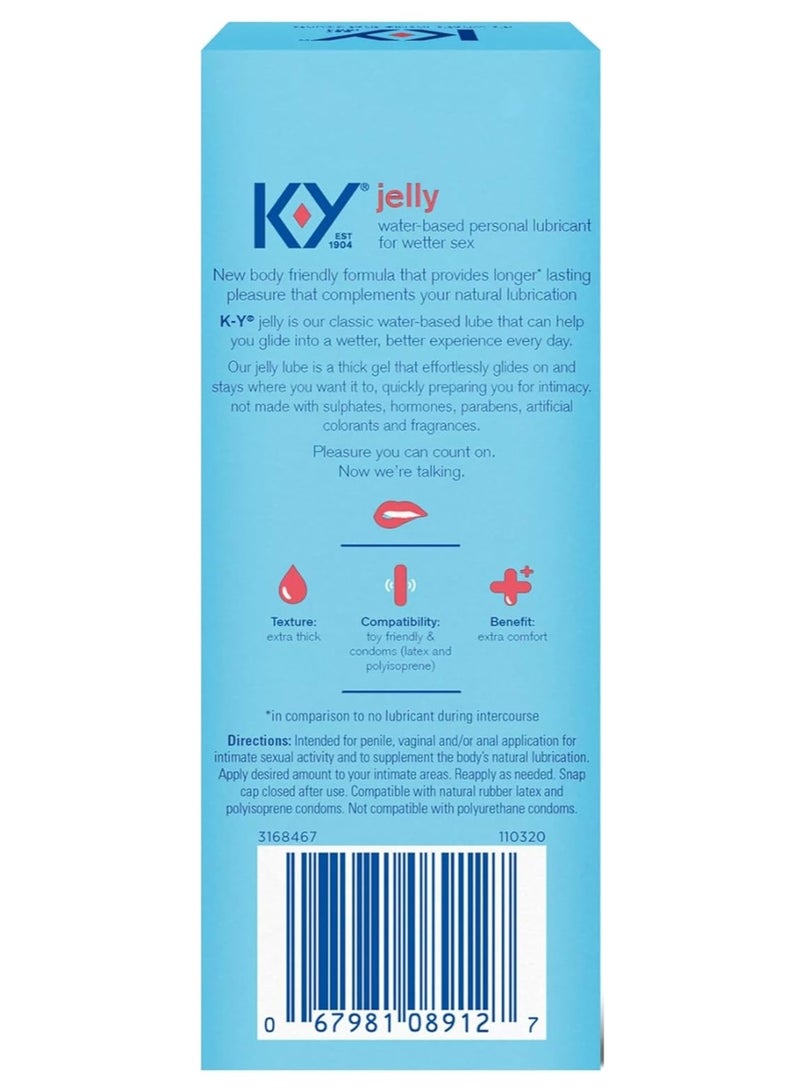 كيه - واي مُزلق كي واي جيلي المائي، مُزلق شخصي غير دهني قائم على الماء للنساء والرجال، مُزلق شخصي مناسب للواقي الذكري، 2 أونصة - Image 2