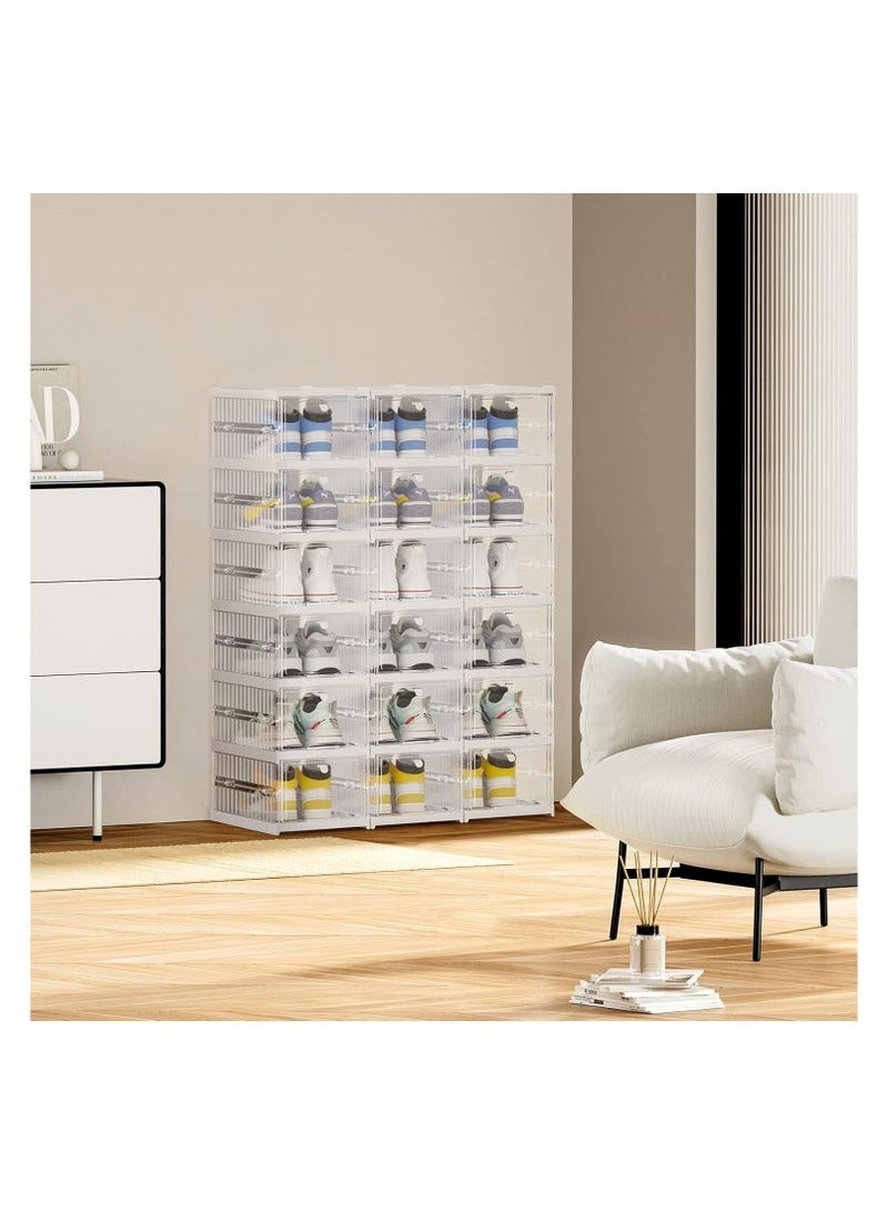 Arabest Shoe Storage Organizer, Clear Installation-free Foldable Shoe Rack Stackable Shoe Box Pack, Portable Cabinet Rack (Transparent 6 Pack)  - Image 5