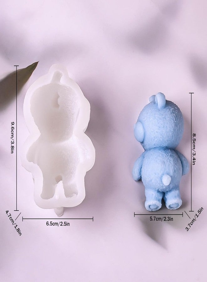 KuuGuu 2 PCS Lying Bear Fondant Mold 3D Chocolate Silicone Mold Cute Teddy Bear Decorating Mold for DIY Dessert Baking Cake Cupcake Topper Jello Ice Cube Soap Topper Polymer Clay Resin Epoxy Gum Paste Mold - Image 2