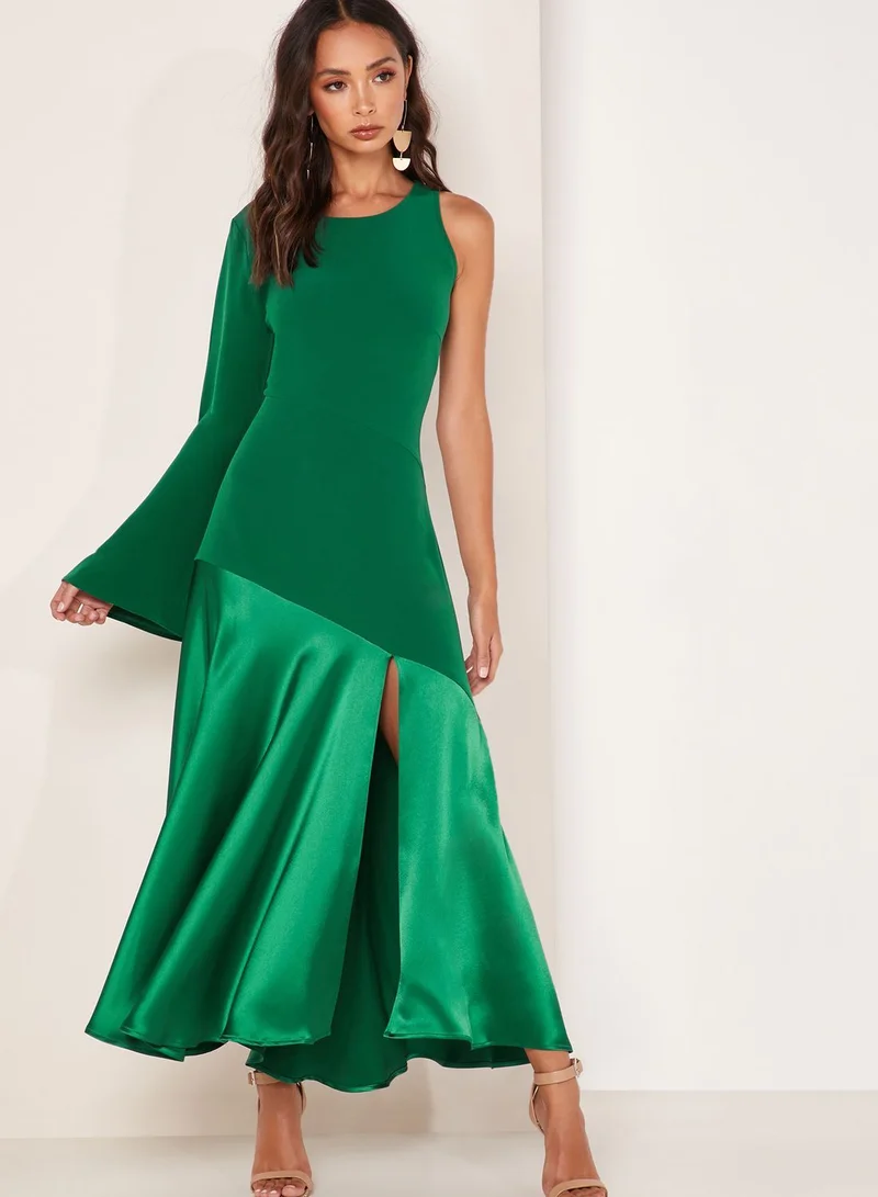 Bedouin Bettina One Sleeve Satin Hem Dress