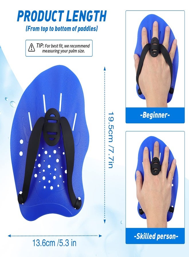 HacoFlash Swim Paddles for Lap Swimming, HacoFlash Swim Training Hand Paddles with Adjustable Straps, Swimming Equipment for Women Men Children (1 Pair, Blue) - Image 2