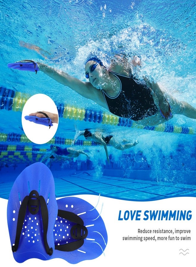 HacoFlash Swim Paddles for Lap Swimming, HacoFlash Swim Training Hand Paddles with Adjustable Straps, Swimming Equipment for Women Men Children (1 Pair, Blue) - Image 5