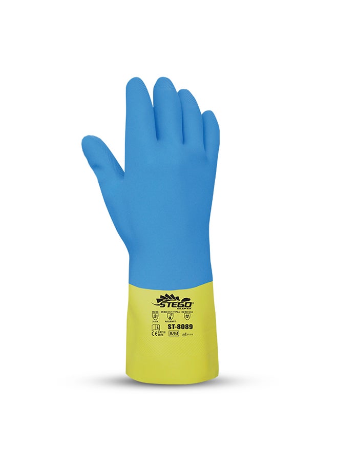 Stego Chemical And Liquid Protection Safety Large Gloves Blue/Yellow  - Image 1
