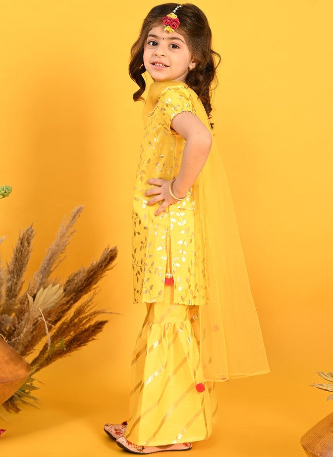 Saka Designs Floral Printed Kurta with Sharara and Dupatta for Girls - Image 5