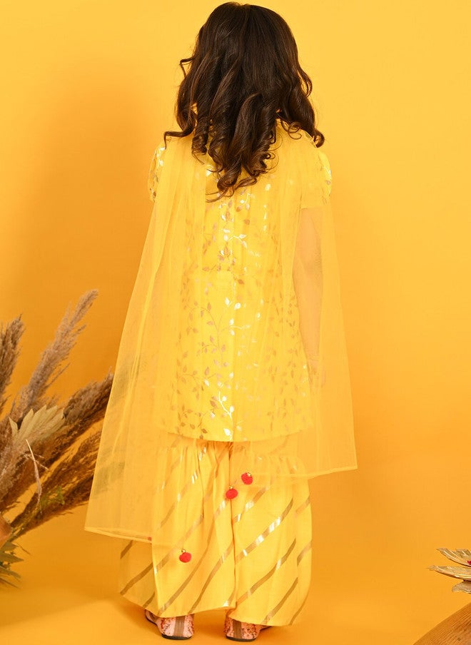 Saka Designs Floral Printed Kurta with Sharara and Dupatta for Girls - Image 4