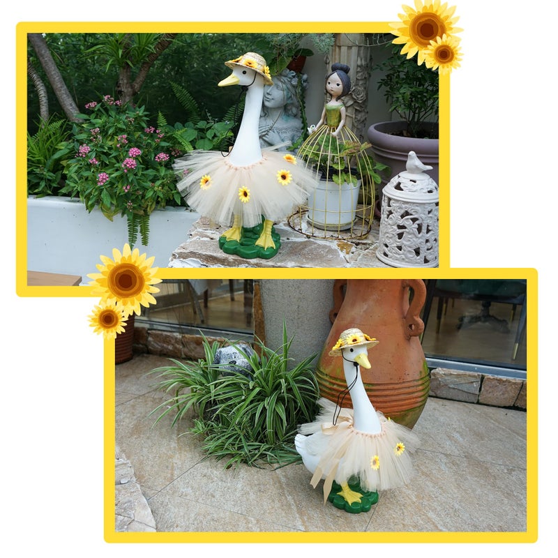 ASDFG Goose Statue with Summer Sunflower Outfit Set - 20â€³ Goose Birthday Decor, Funny Ducks Yard Garden Outdoor Decor, Resin Animal Sculptural Patio Yard Ornament, Gifts for Women/Grandma - Image 2
