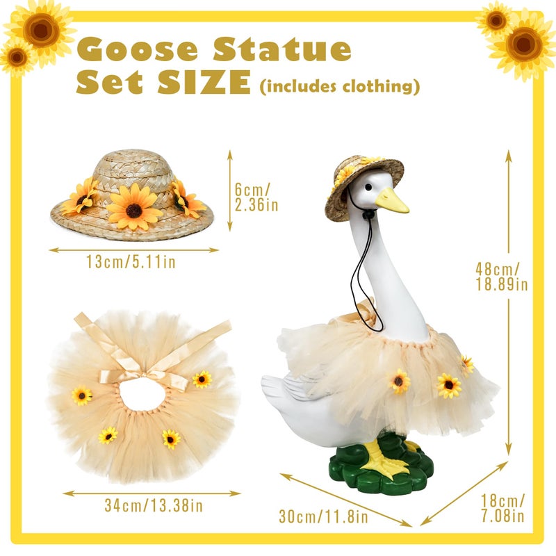 ASDFG Goose Statue with Summer Sunflower Outfit Set - 20â€³ Goose Birthday Decor, Funny Ducks Yard Garden Outdoor Decor, Resin Animal Sculptural Patio Yard Ornament, Gifts for Women/Grandma - Image 3