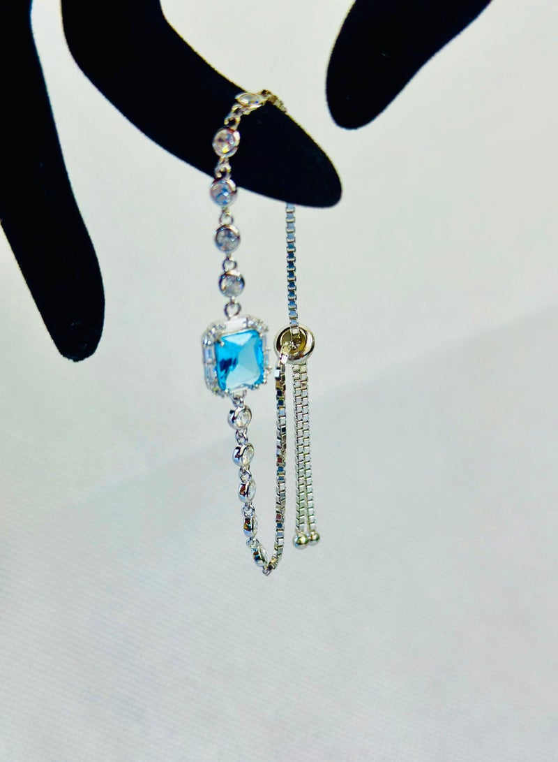 Allstar Sterling Silver Rhodium plated Braclet with Zircon - Image 1