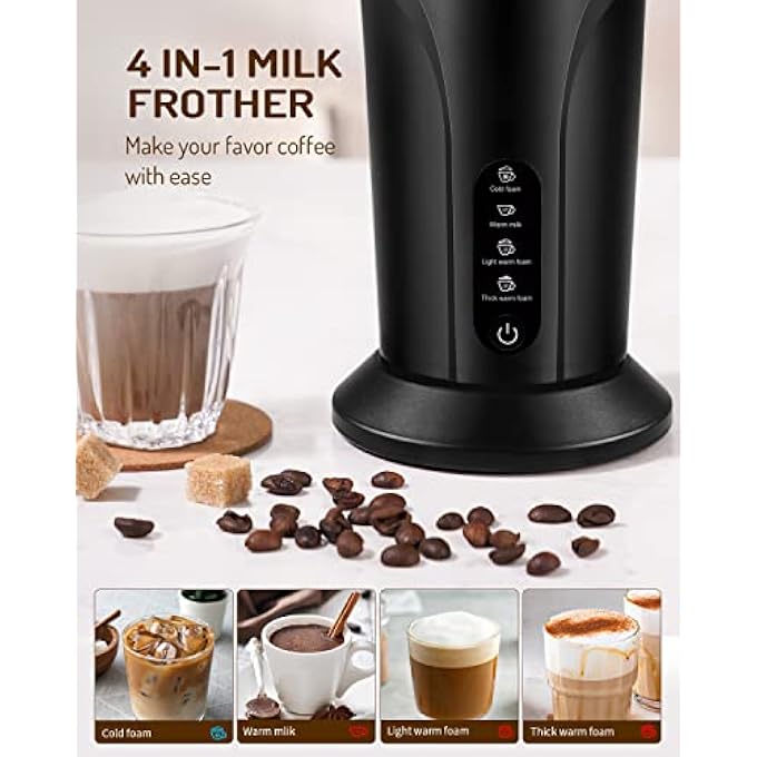 SHARDOR Electric Milk Frother And Steamer With Warm Function 4 In 1 Automatic Milk Warmer Heater 300Ml Large Capacity Hot And Cold Foam Maker For Coffee Latte Cappuccino Hot Chocolate - Image 3