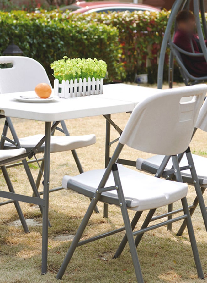 AL SANIDI Foldable Fiberglass Camping Table, Foldable Table for Outdoor and Home Gardens, White, Size 62*122*73Cm  - Image 2