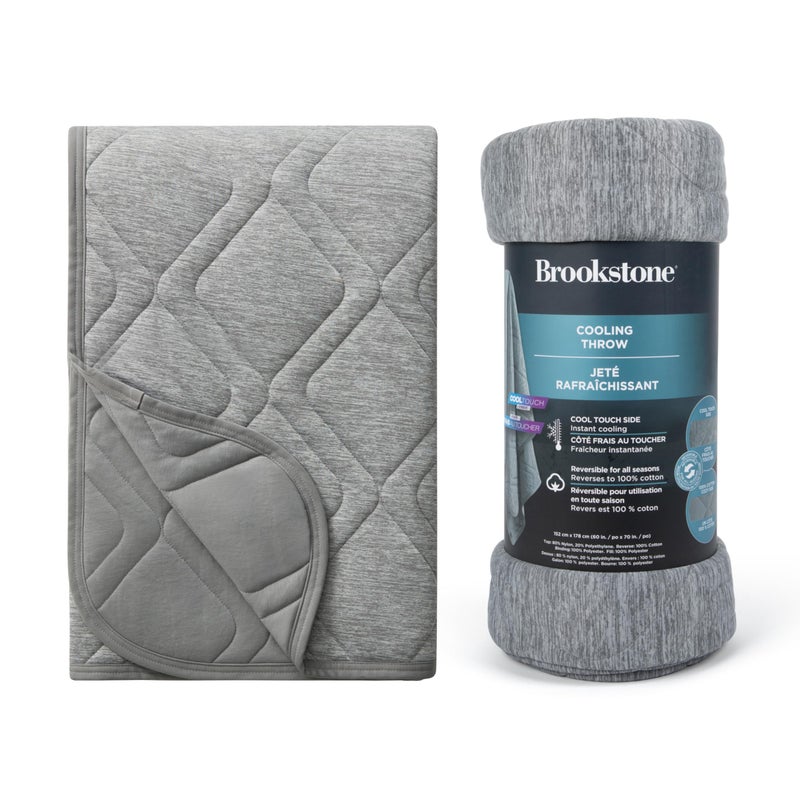 Brookstone Cooling Comfort Throw - Innovative Cooling Dual-Sided Throw - Oversized Cool Blanket for Hot Sleepers - Cooling Blankets for Sleeping - Nylon and Polyethylene Cooling Blanket - Quite Shade - Image 1