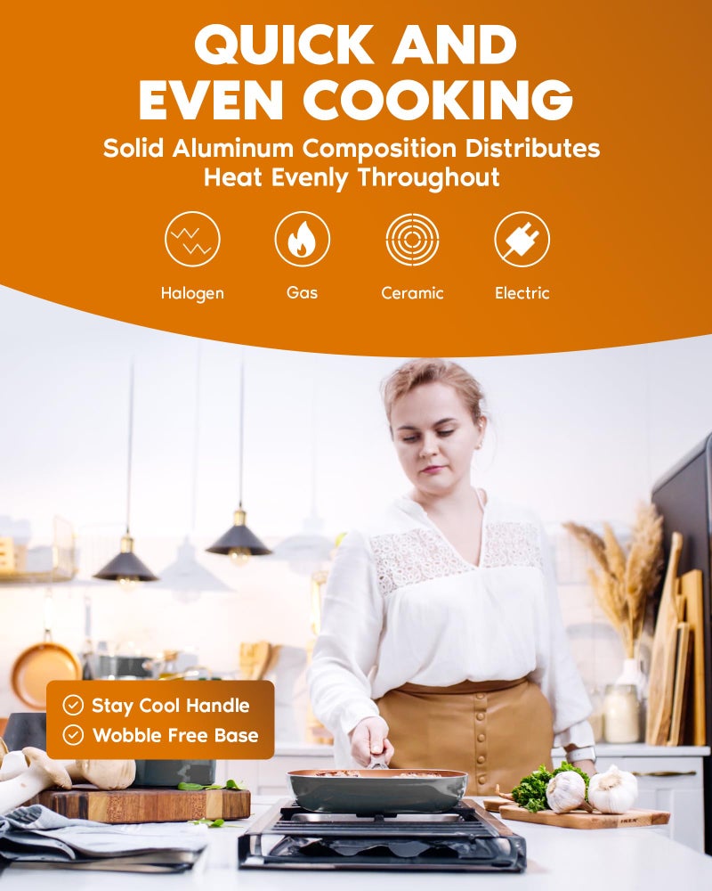 Gotham Steel Non Stick Frying Pan, 12.5” Ceramic Frying Pan Nonstick, Long Lasting Nonstick Cooking Pan with Helper Handle / Stay Cool Handle, Ultra-Durable, Dishwasher / Oven Safe, 100% Non Toxic - Image 3