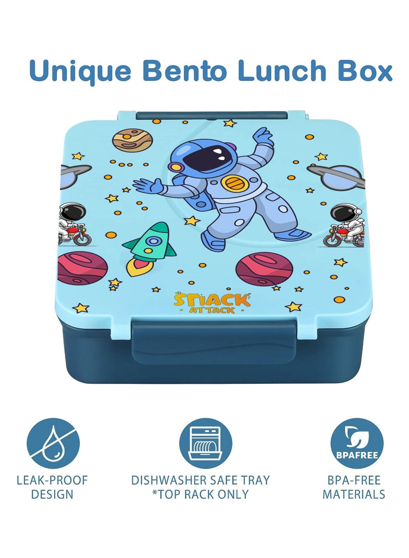 Snack Attack Bento Lunch Box for Kids school with 9.7oz Soup thermos, Leak-proof Lunch Containers with 5 Compartment, thermos Food Jar, Food Containers for School Blue - Image 5