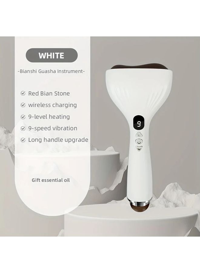 لوح التمشيط الكهربائي الأبيض - مساج 9 سرعات قابل للتعديل للوجه والجسم - Image 1