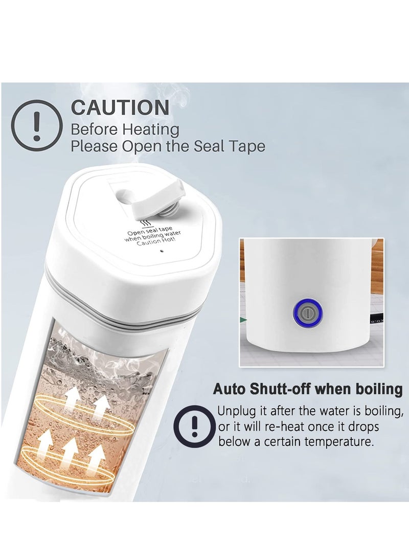 Portable Electric Kettle Stainless Steel Liner Travel Electric Cup Home Mini Heating Teapot Fast Cooking Single Cup Water Heater 350ml Hot Water Bottle White - Image 2