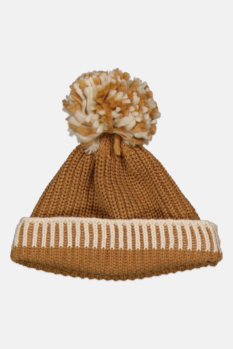 French Connection Men Knitted Pom-Pom Beanie, Tan