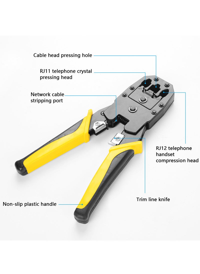 Generic - طقم أدوات إصلاح الشبكة RJ45 RJ11 RJ12 من Handskit مع أداة اختبار الكابلات ومشبك زنبركي وأداة ضغط وكماشة ضغط - Image 1