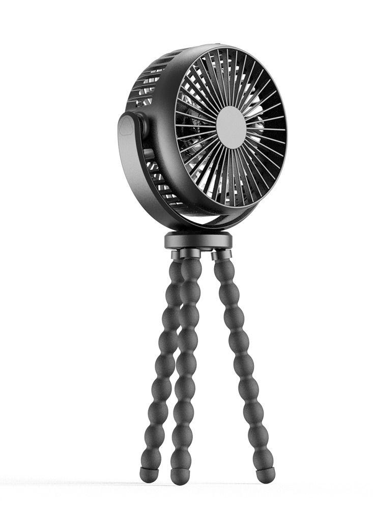 Baby Stroller Fan 5200mAh Oscillating Mini Portable Fan With Lights 3 Speeds Battery Operated 360° Rotate Flexible Tripod Small Clip On Fan Handheld Desk Fan For Car Seat Crib Travel Black - Image 1