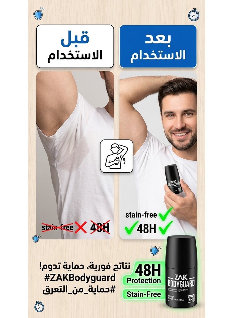 زاك مزيل العرق رول أون بودي جارد جوست خالي من العطر48 ساعة 50 مل (قد يختلف شكل العبوة) - Image 3