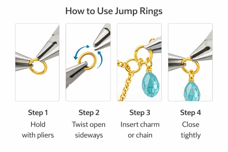 Excellentcrafts Open Jump Rings for Jewellery Making and Other Crafts (100 pcs) (14mm, Gold) - Image 5