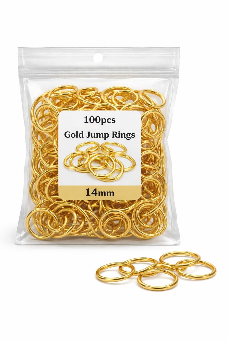 Excellentcrafts Open Jump Rings for Jewellery Making and Other Crafts (100 pcs) (14mm, Gold) - Image 2