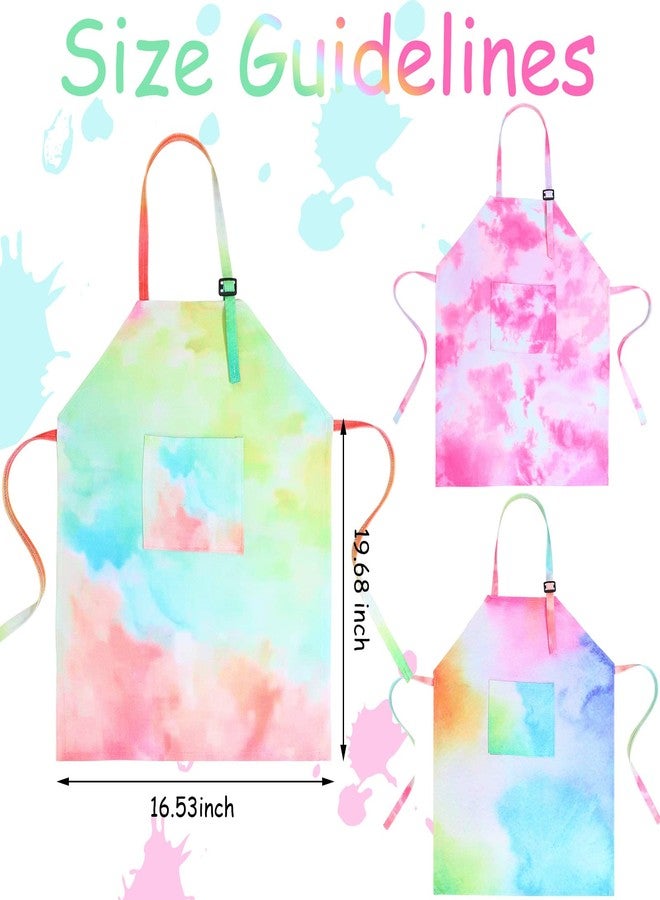 SATINIOR 3 Pcs Kids Painting Aprons Tie Dye Art Apron Adjustable Cooking Baking Artist Smock With Pocket For Kids Child Home Kindergarten Party Supplies Boys Girls, 3 Styles - Image 3