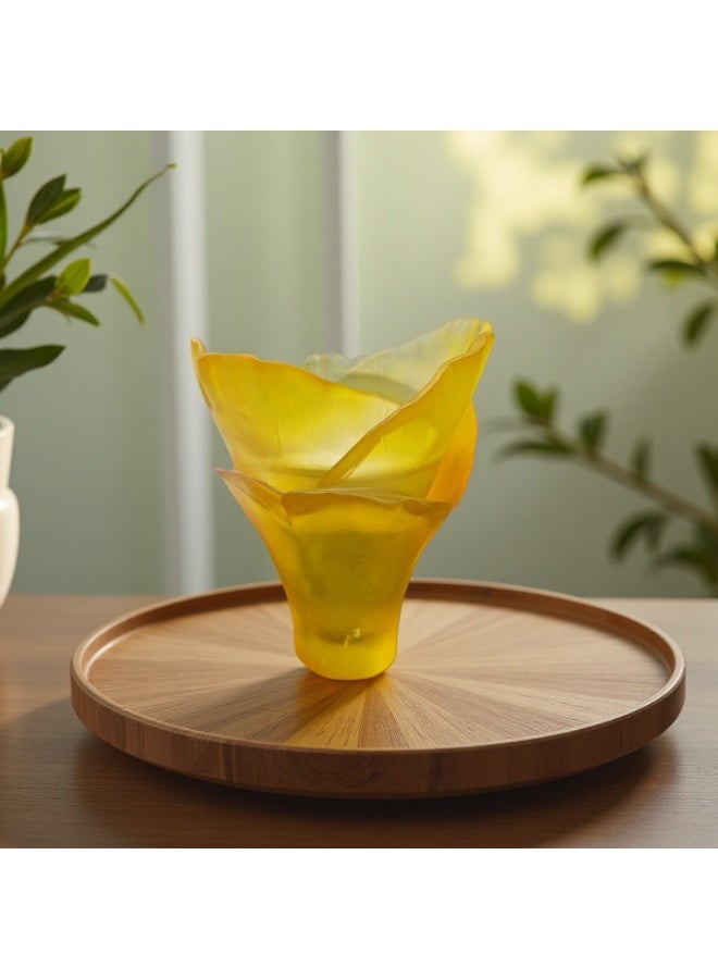 Elegant Flower Resin Incense Burner - Pink/Yellow Floral Bakhoor Holder, Modern Oud Charcoal Censer, Frosted Glass-Look Resin Home Fragrance Decor for Ramadan, Eid, Yoga, & Meditation ($12.5 \times 12.5 \times 16.5$ cm, 560g) - Image 1
