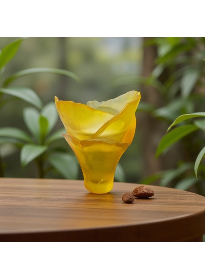 Elegant Flower Resin Incense Burner - Pink/Yellow Floral Bakhoor Holder, Modern Oud Charcoal Censer, Frosted Glass-Look Resin Home Fragrance Decor for Ramadan, Eid, Yoga, & Meditation ($12.5 \times 12.5 \times 16.5$ cm, 560g) - Image 2