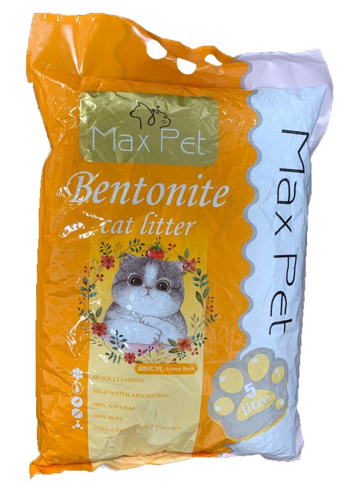 Max Pet Natural Calcium Bentonite Cat Litter [5L-Lemon] - 99% Pure, with Sodium Nitrogen Carbonate and Fragrance  - Image 2
