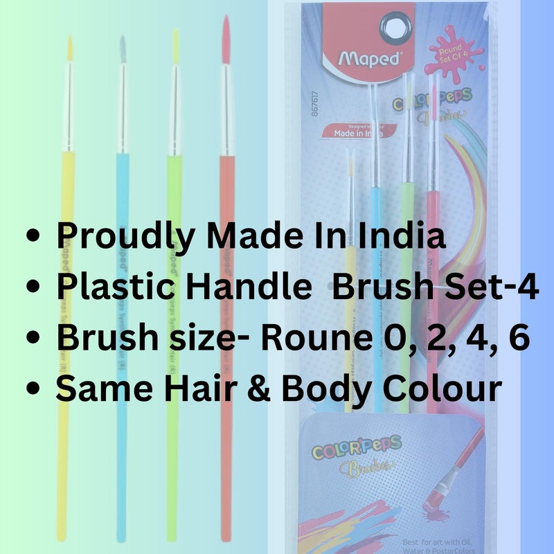 Maped Painting Kit|Cotton Canvas Boards and Premium Synthetic Brushes|Round Brushes (Size- 0,2,4,6)|2 pcs of Canvas Board 8" x 10"|100% Cotton Canvases|Painting - Image 2