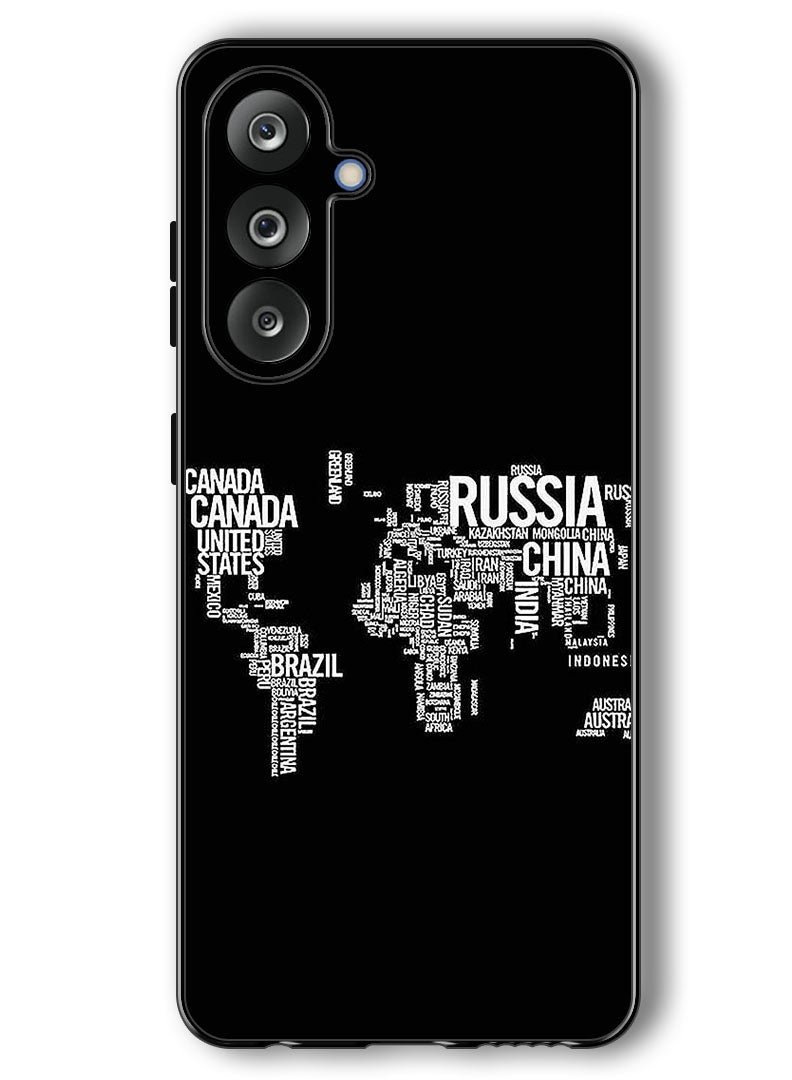 Theodor Case Compatible with Samsung Galaxy F36/ M36 6.7 Inch Protection Shockproof Bumper Cover Written World Map - Image 1