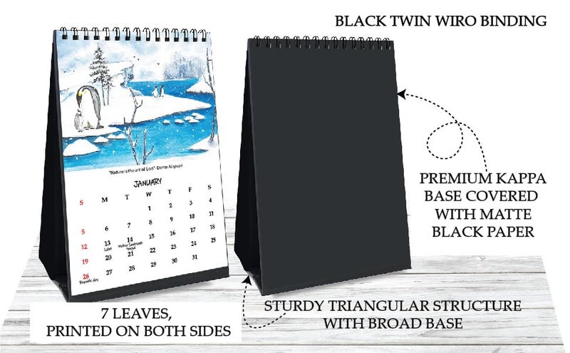 anujarusiya 2026- 2027 Desktop Calendar from February 26 to January 27 | 12 months flip desk calendar | Watercolor nature Wilderness illustrations| Standing size 6"X 9.5"| Perfect calendar for Study table - Image 5