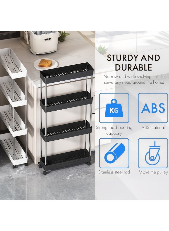 Anmi Slim Storage Cart, 5 Tier Bathroom Organizer Mobile Shelving Unit, Rolling Utility Cart Slide Out Organizer for Kitchen, Bathroom, Laundry, Narrow Places, Black - Image 3