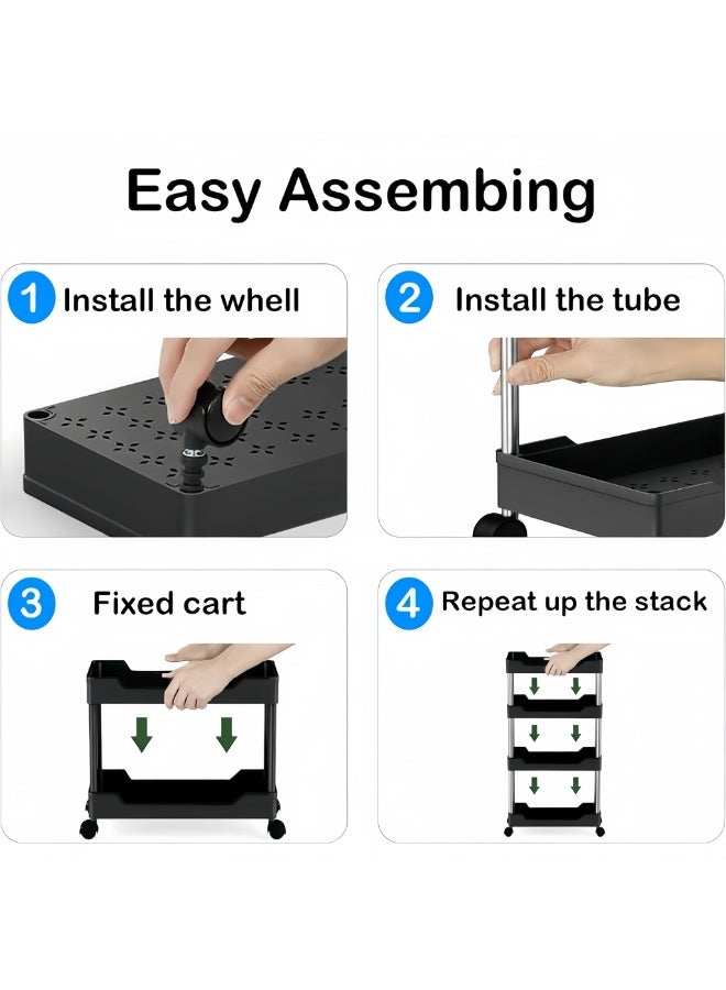 Anmi Slim Storage Cart, 5 Tier Bathroom Organizer Mobile Shelving Unit, Rolling Utility Cart Slide Out Organizer for Kitchen, Bathroom, Laundry, Narrow Places, Black - Image 5