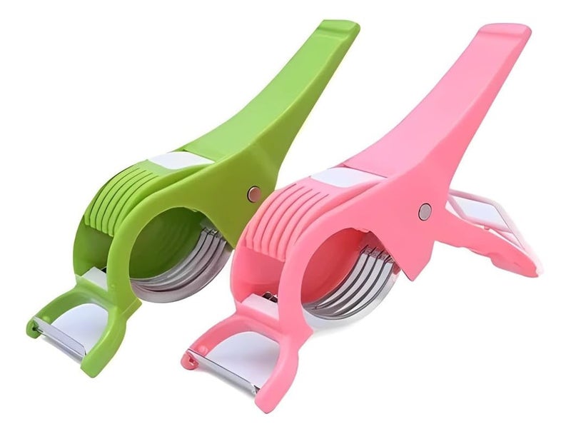 Anshri Plastic 2 in 1 Vegetable & Fruit Multi Cutter & Peeler,Veg Cutter Sharp Stainless Steel 5 Blade Vegetable Cutter with Peeler (Multi) (1) - Image 2