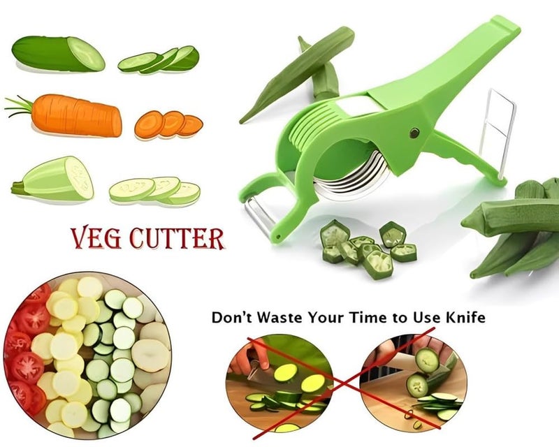 Anshri Plastic 2 in 1 Vegetable & Fruit Multi Cutter & Peeler,Veg Cutter Sharp Stainless Steel 5 Blade Vegetable Cutter with Peeler (Multi) (1) - Image 4