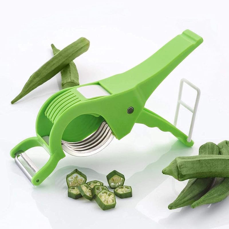 Anshri Plastic 2 in 1 Vegetable & Fruit Multi Cutter & Peeler,Veg Cutter Sharp Stainless Steel 5 Blade Vegetable Cutter with Peeler (Multi) (1) - Image 1