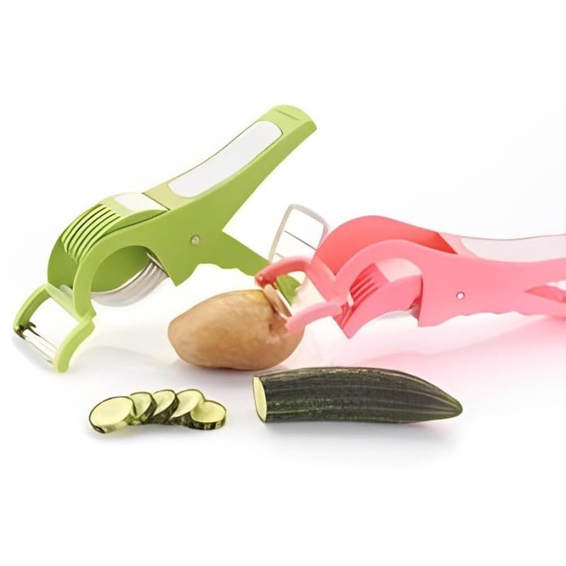 Anshri Plastic 2 in 1 Vegetable & Fruit Multi Cutter & Peeler,Veg Cutter Sharp Stainless Steel 5 Blade Vegetable Cutter with Peeler (Multi) (1) - Image 3