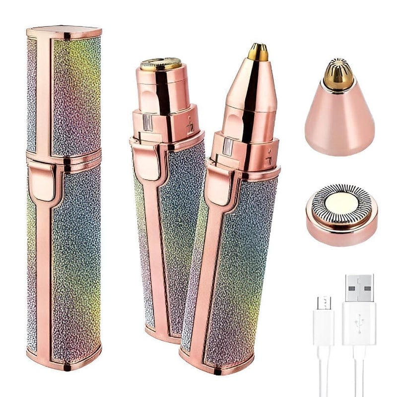 Lupro 2-in-1 Facial & Eyebrow Hair Remover Trimmer for Women | Rechargeable Waterproof Epilator with 2 Replacement Heads | Painless Face, Lips & Body Shaver for Smooth Skin (Multicolor) - Image 1
