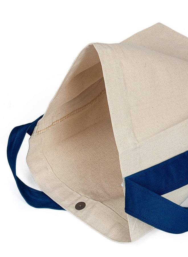 Lify Bi- Colour Canvas Tote Bag, Shoulder bag, Top Magnetic Button Closure, Daily Essentials, Stylish And Durable Shoulder bag For Women/Girls- Pack of 2 (Off-White with Navy & Red) - Image 2