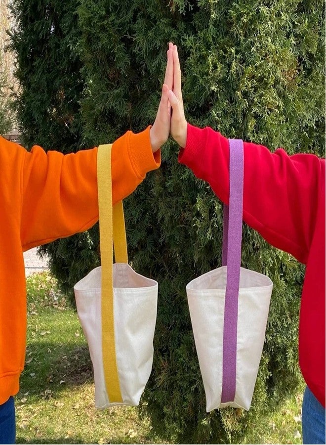 Lify Bi- Colour Canvas Tote Bag, Shoulder bag, Top Magnetic Button Closure, Daily Essentials, Stylish And Durable Shoulder bag For Women/Girls- Pack of 2 (Off-White with Navy & Red) - Image 5