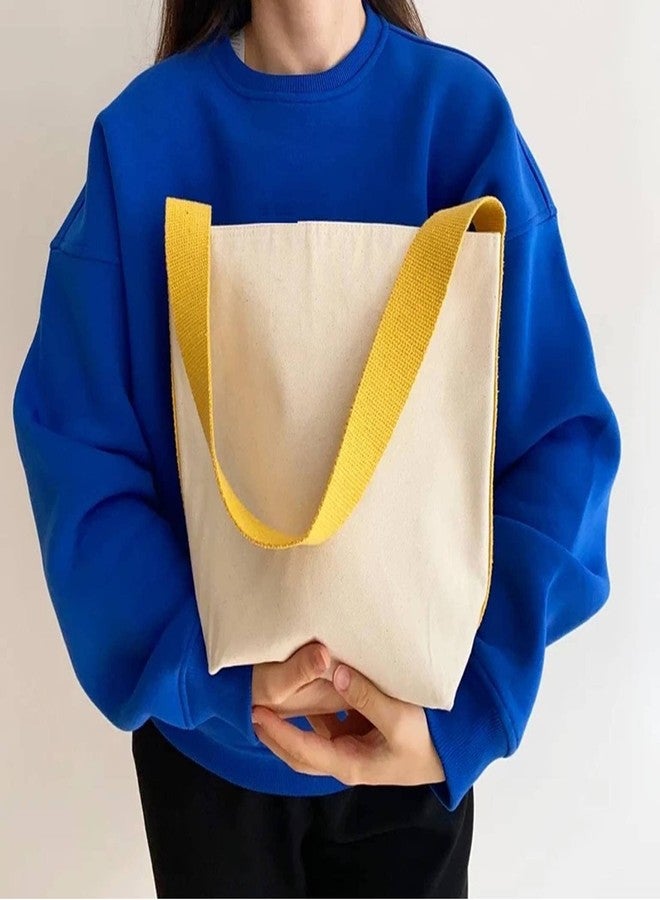 Lify Bi- Colour Canvas Tote Bag, Shoulder bag, Top Magnetic Button Closure, Daily Essentials, Stylish And Durable Shoulder bag For Women/Girls- Pack of 2 (Off-White with Navy & Red) - Image 4