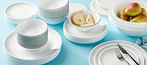 Corelle مجموعة كوريل فيتريل 78 قطعة لخدمة مائدة 12 شخص، أطباق مستديرة خفيفة الوزن وثلاثية الطبقات من الزجاج المقاوم للتشقق والتلف، باللون الرمادي الغامض - Image 5