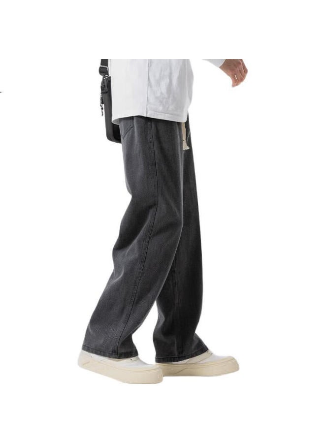 Mmoptop Washed Jeans For Men, Spring And Summer American Retro Loose Fit, Large Size Casual Pants, Mnzk03 Dark Gray 2Xl - Image 1