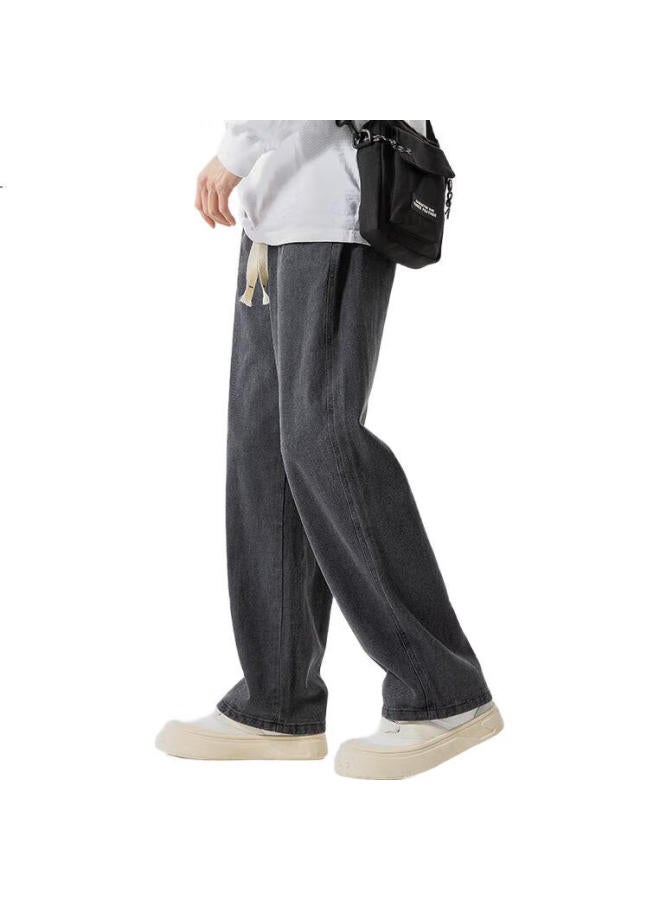 Mmoptop Washed Jeans For Men, Spring And Summer American Retro Loose Fit, Large Size Casual Pants, Mnzk03 Dark Gray 2Xl - Image 3