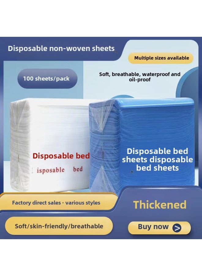 إسكدنيا ملاءات سرير للاستخدام مرة واحدة لصالونات التجميل مقاومة للماء والزيت سميكة قابلة للتنفس ملاءات سرير تجميل بالجملة ذات فتحات متقاطعة للتدليك - اللون: أزرق بدون وجه - المواصفات: 80*180 مقاومة للماء وا - Image 2