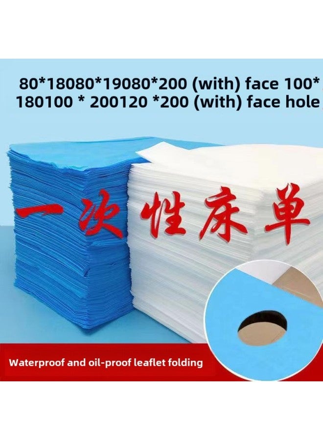 إسكدنيا ملاءات سرير للاستخدام مرة واحدة لصالونات التجميل مقاومة للماء والزيت سميكة قابلة للتنفس ملاءات سرير تجميل بالجملة ذات فتحات متقاطعة للتدليك - اللون: أزرق بدون وجه - المواصفات: 80*180 مقاومة للماء وا - Image 3