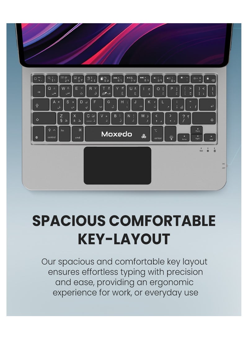 Moxedo - Moxedo Magic Wireless Keyboard with Smart Multi-Touch Trackpad USB-C Charging Port RGB Backlight with Leather Back Case Compatible for iPad 10.9 inch - Image 1