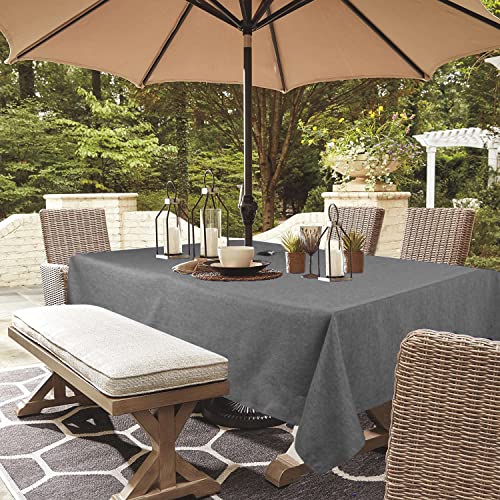 youngseahome Outdoor Tablecloth WrinkleFree Stain Resistant Waterproof Polyester Fabric Table Cover with Zipper Umbrella Hole for PicnicPartyDinnerPatio Garden6084inchZipperedGrey
